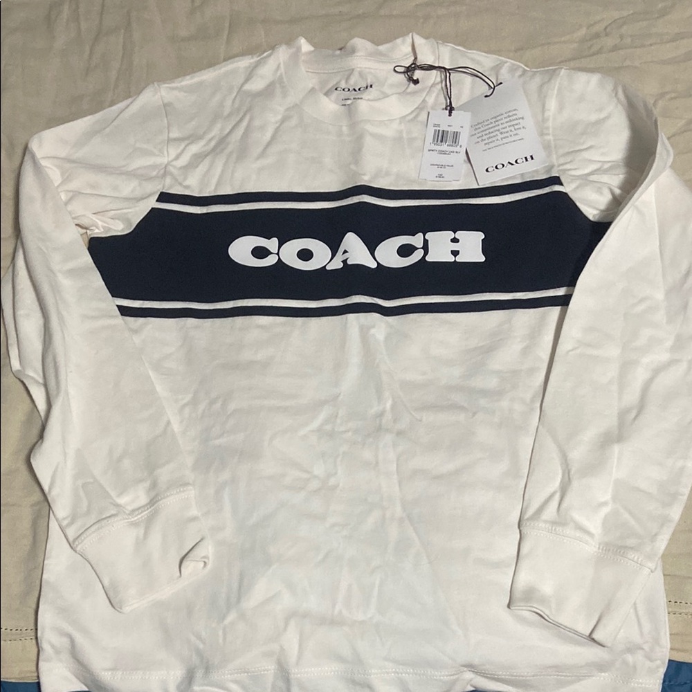 Coach White and Black Long Sleeve Shirt